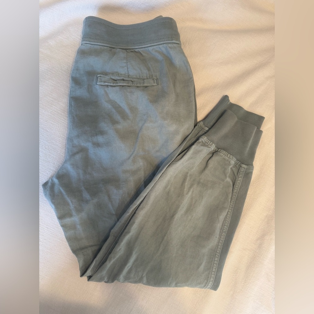 GAP linen draw string jogger pants green